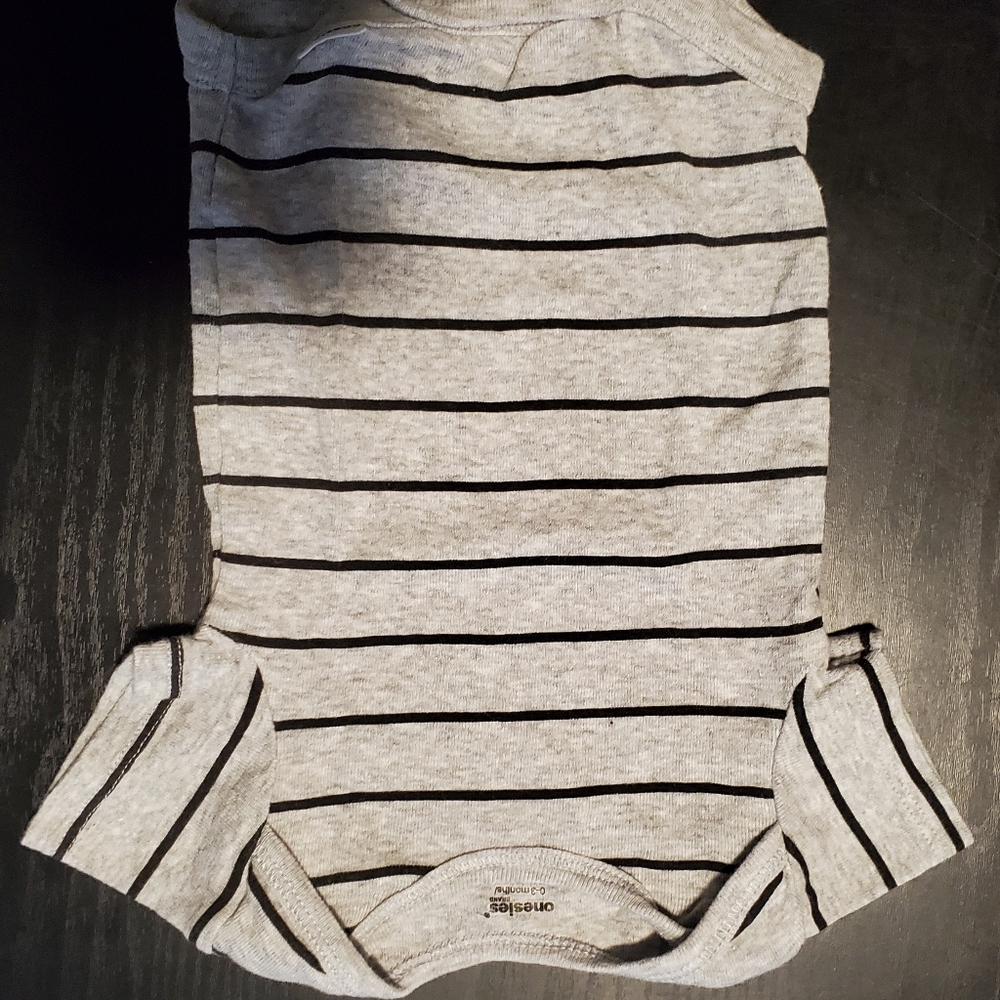 Neutral Striped Onesie 0-3 Months